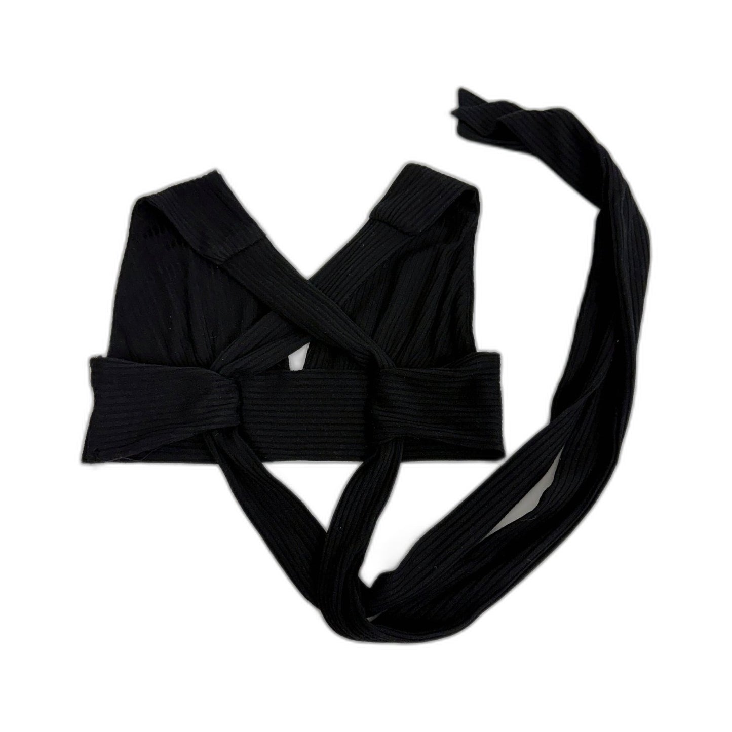 Rumor Womens Cropped Knit Bra Tie Up Top Casual Comfortable Black Size 10