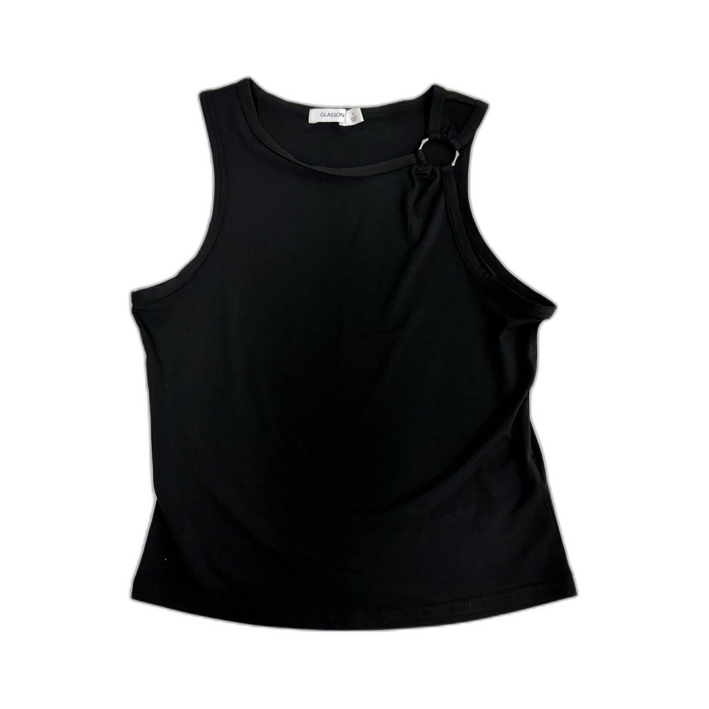 Glasson Womens Sleeveless Knot Tank Top Black Pullover Size L NEW