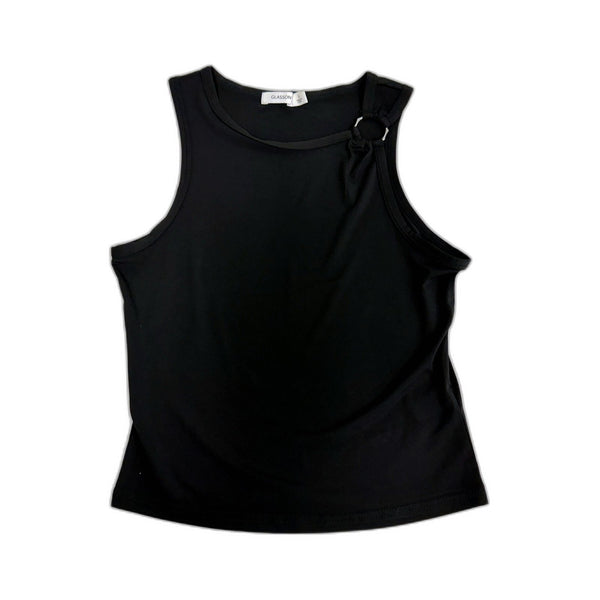 Glasson Womens Sleeveless Knot Tank Top Black Pullover Size L NEW