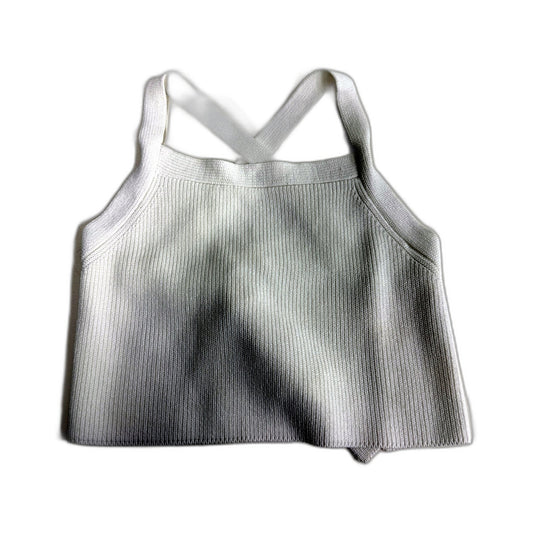 Subtitled Womens Lightweight Tie Up Tank Top Casual Sleeveless White Blouse Sz L