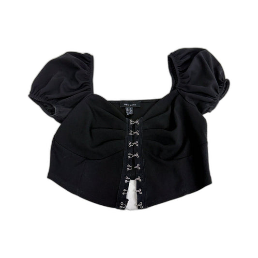 Look Womens Puff Sleeve Crop Top in Black, Size 12