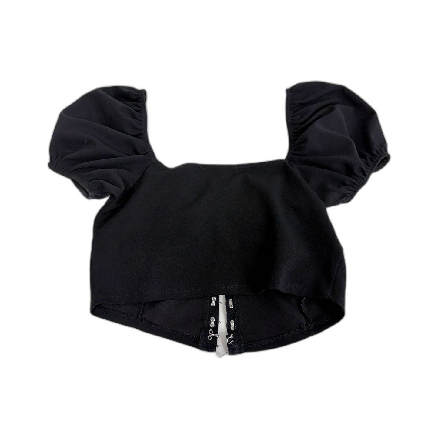 Look Womens Puff Sleeve Crop Top in Black, Size 12