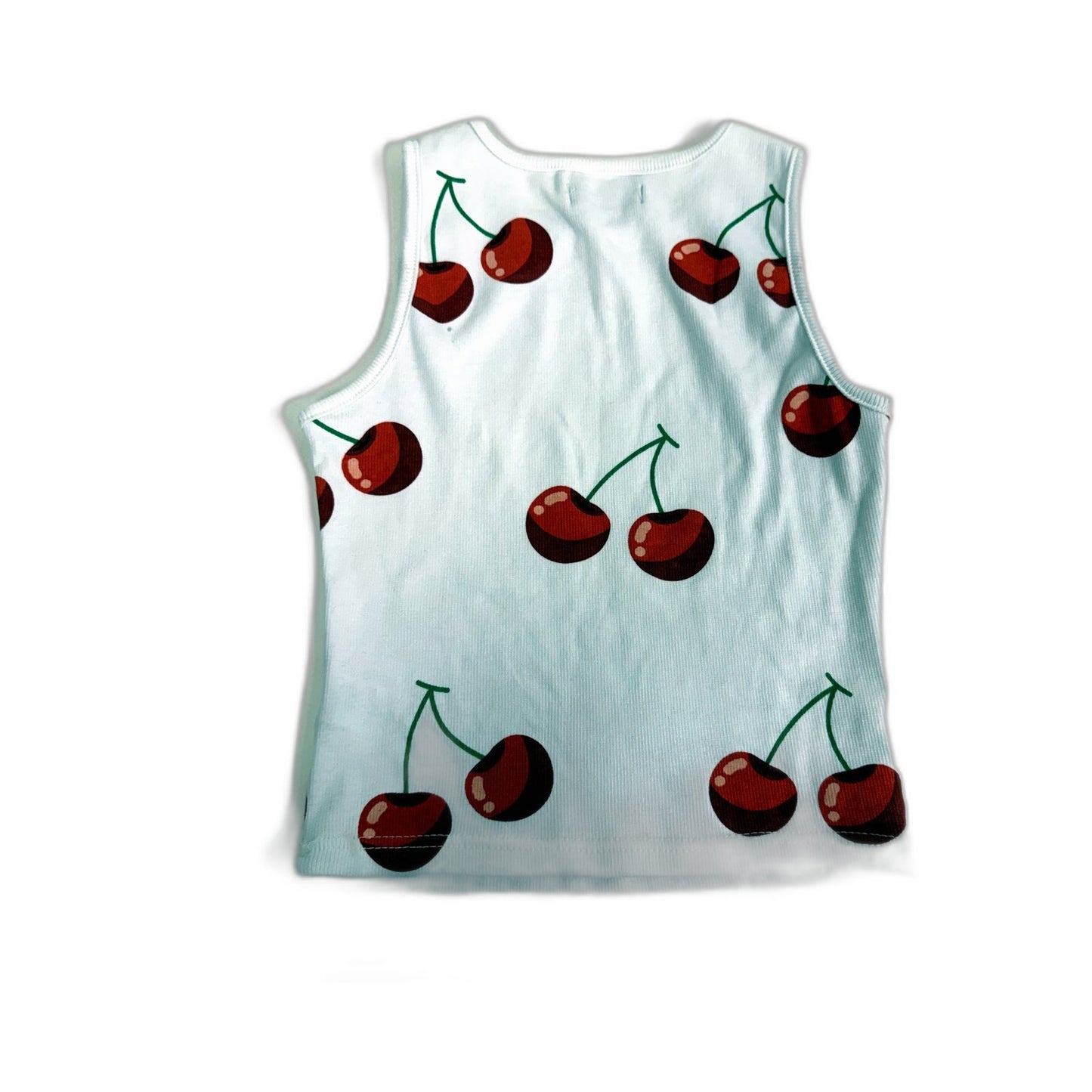 Pretty Little Thing Womens White with Red Cherry Print Tank Top Size 8