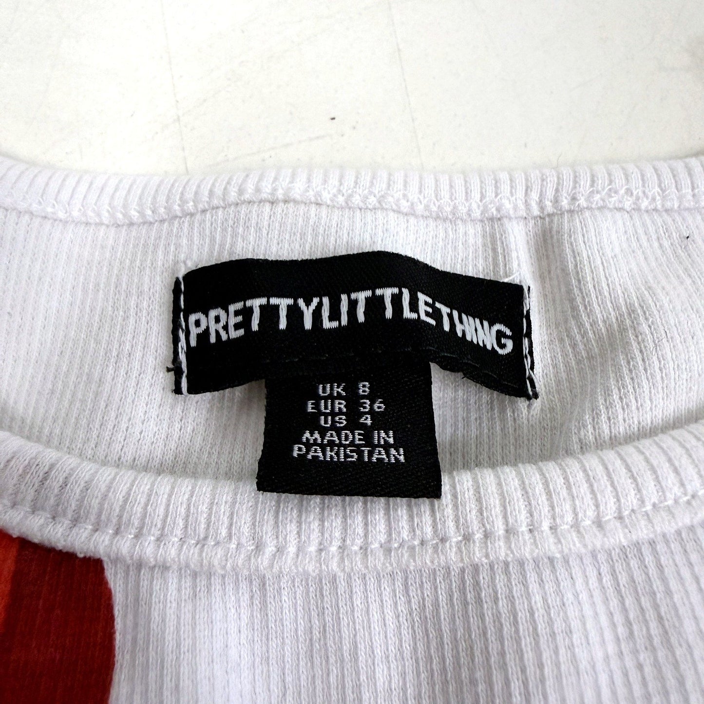 Pretty Little Thing Womens White with Red Cherry Print Tank Top Size 8