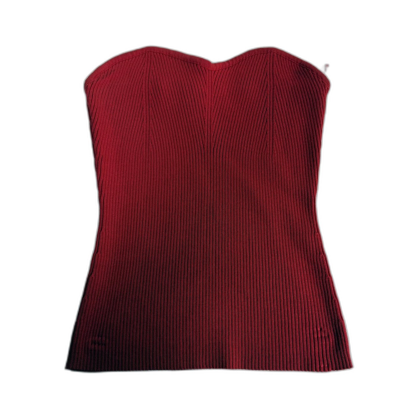 Kookai Womens Strapless Ribbed Knit Bandeau Top in Red, Size 2