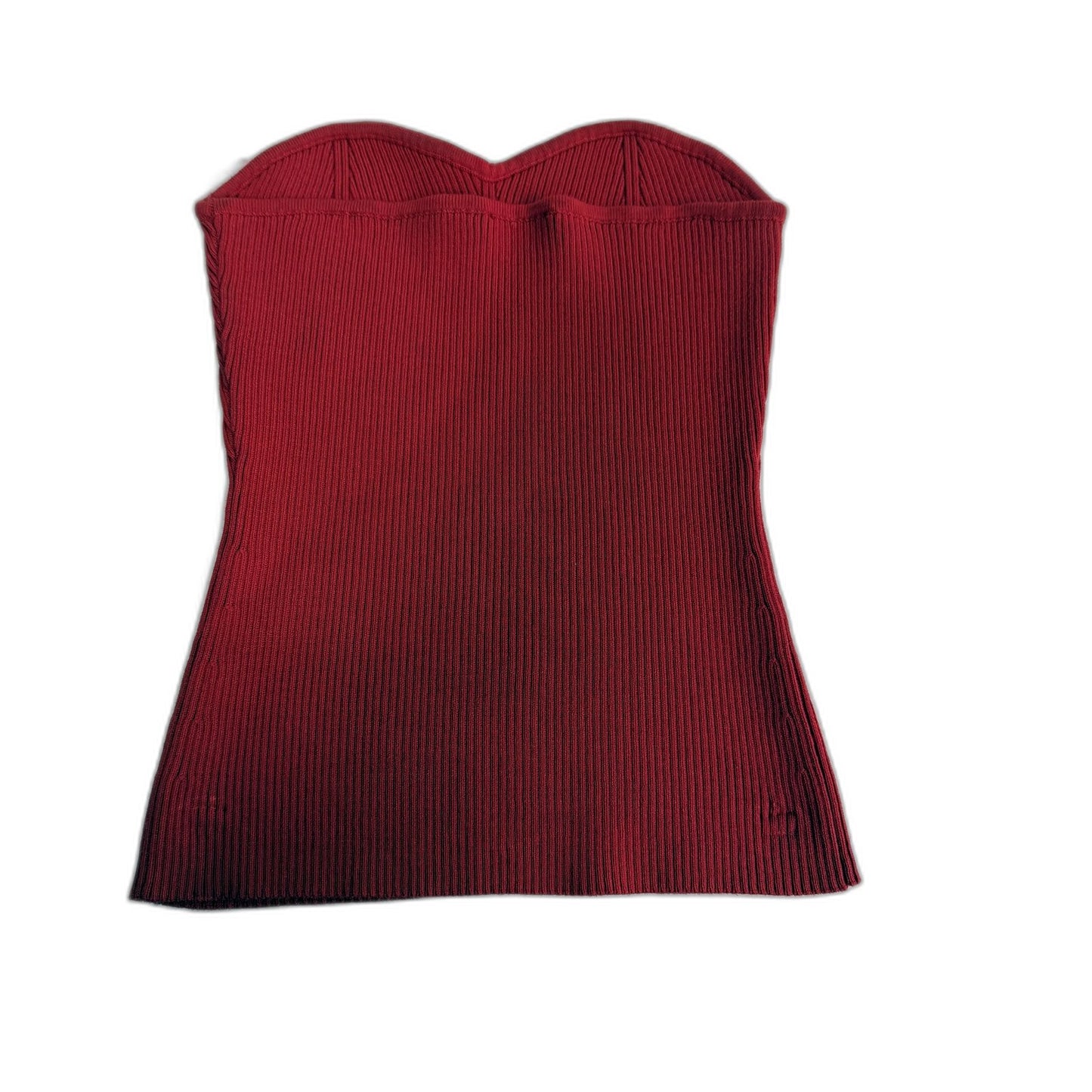 Kookai Womens Strapless Ribbed Knit Bandeau Top in Red, Size 2