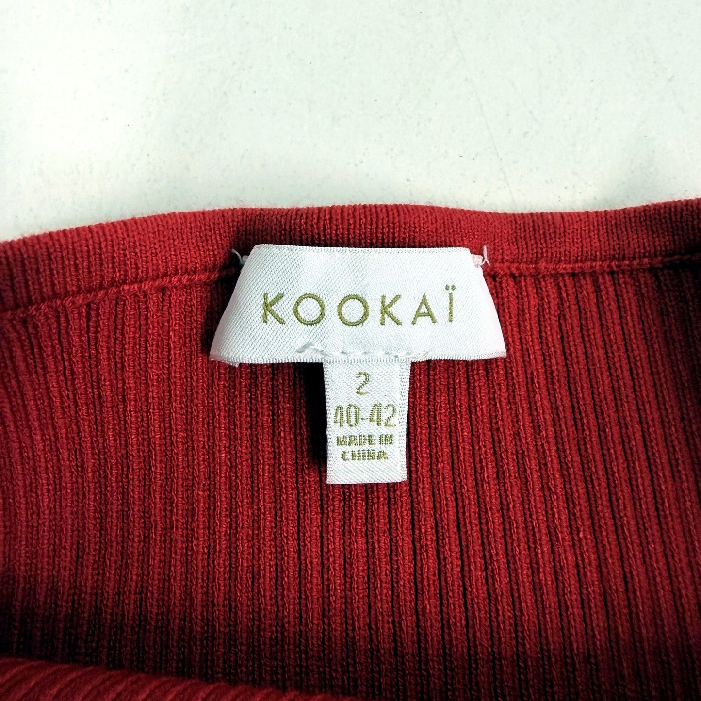 Kookai Womens Strapless Ribbed Knit Bandeau Top in Red, Size 2