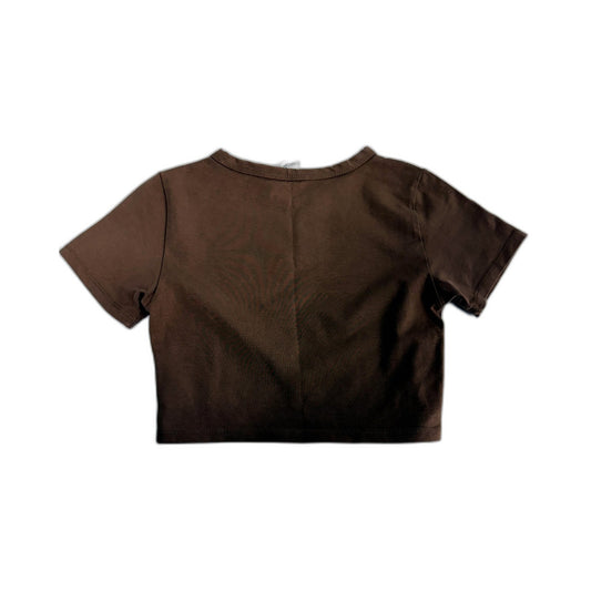 Glassons Womens Organic Cotton Elastane Crop Top in Brown, Size XS