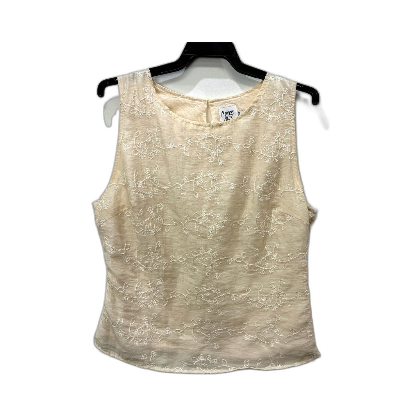 Princess Polly Womens Floral Embroidered Sleeveless Top in Beige, Size 12