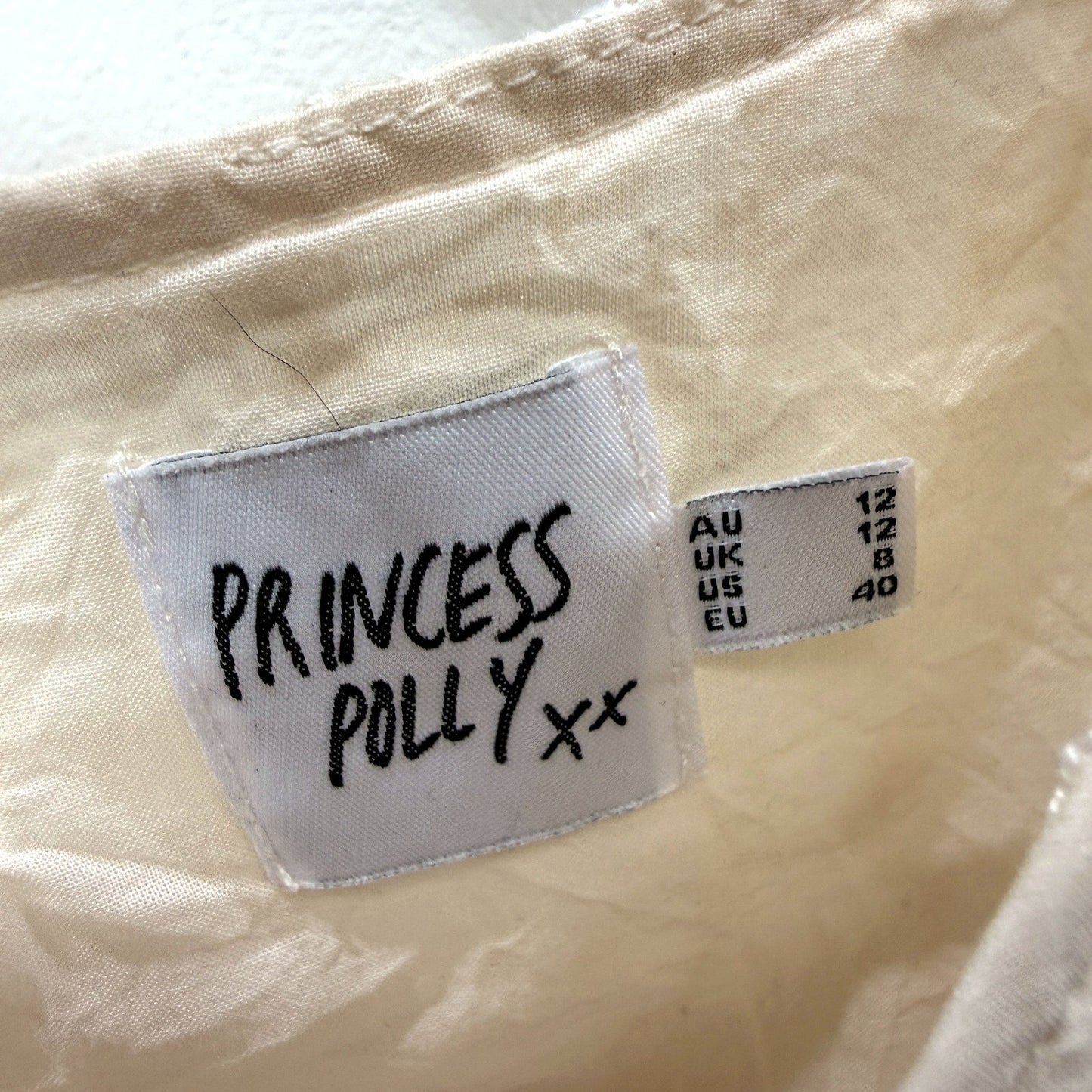 Princess Polly Womens Floral Embroidered Sleeveless Top in Beige, Size 12