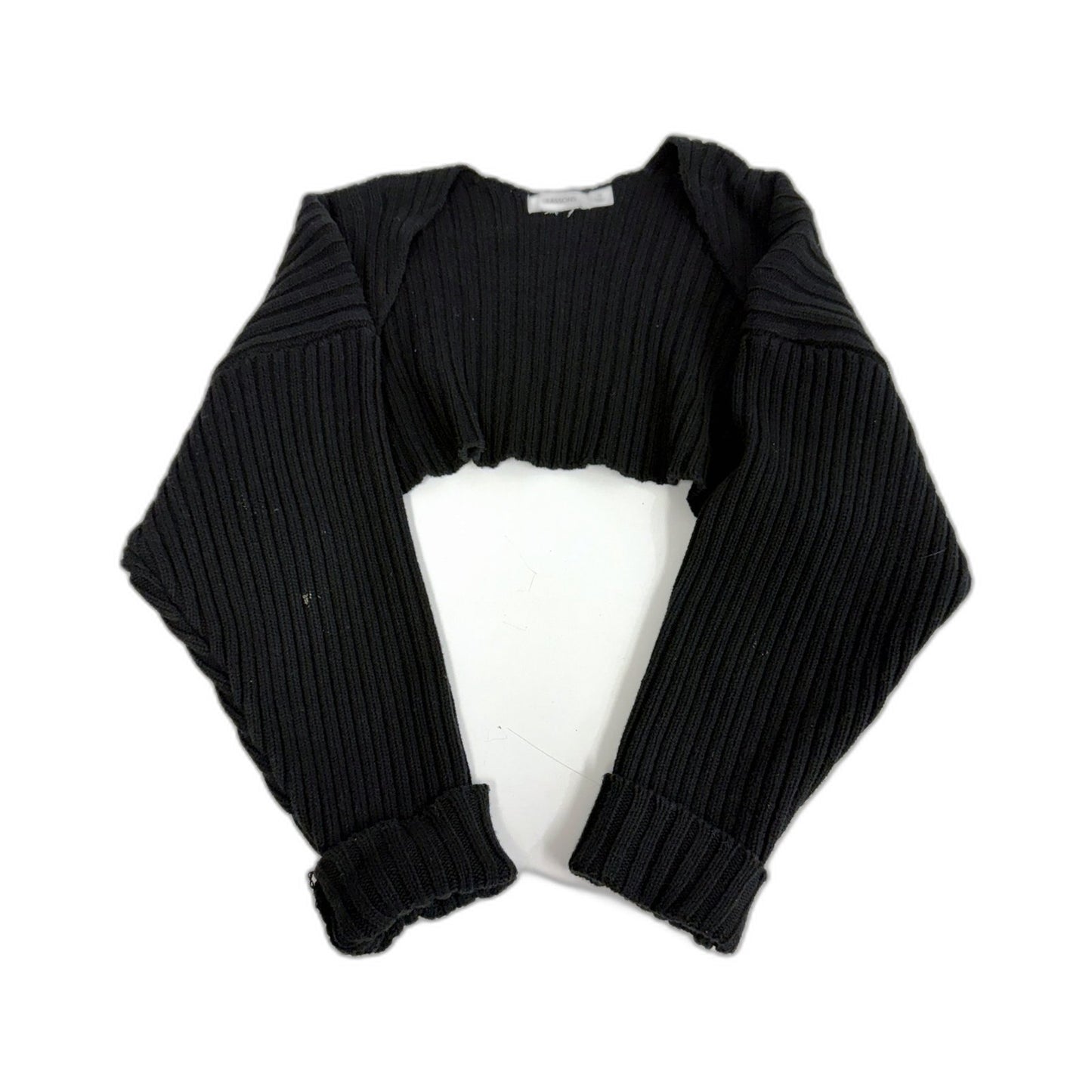 Glassons Womens Cropped Pleated Ruched Pullover Sweater in Black, Size M