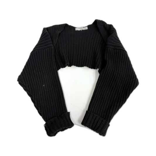 Glassons Womens Cropped Pleated Ruched Pullover Sweater in Black, Size M