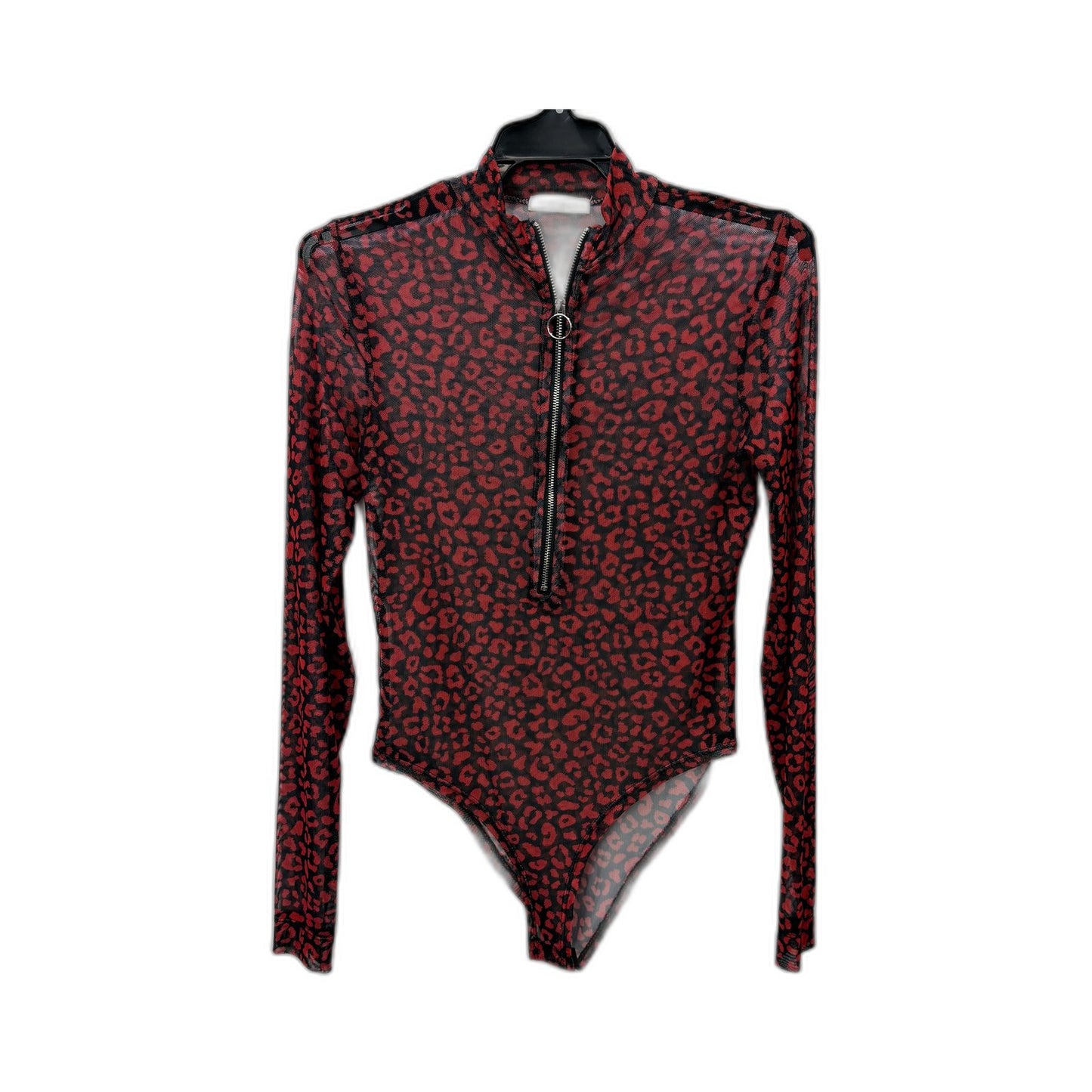 Cotton On Womens Leopard Print Bodysuit Long Sleeve Red Black Size XS/PP