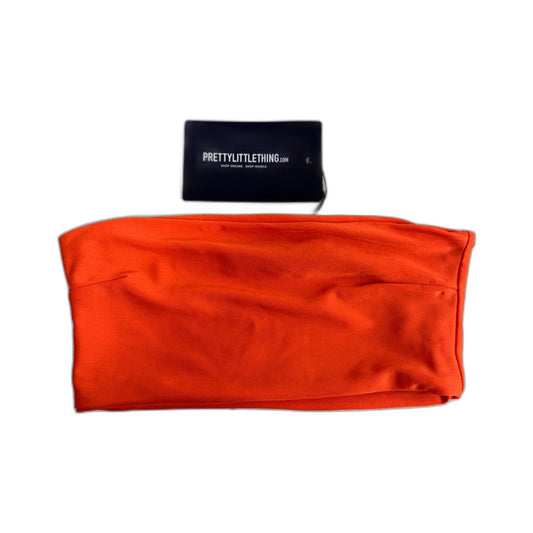 Pretty Little Thing Womens Cropped Tube Top in Orange, Size 6 NEW