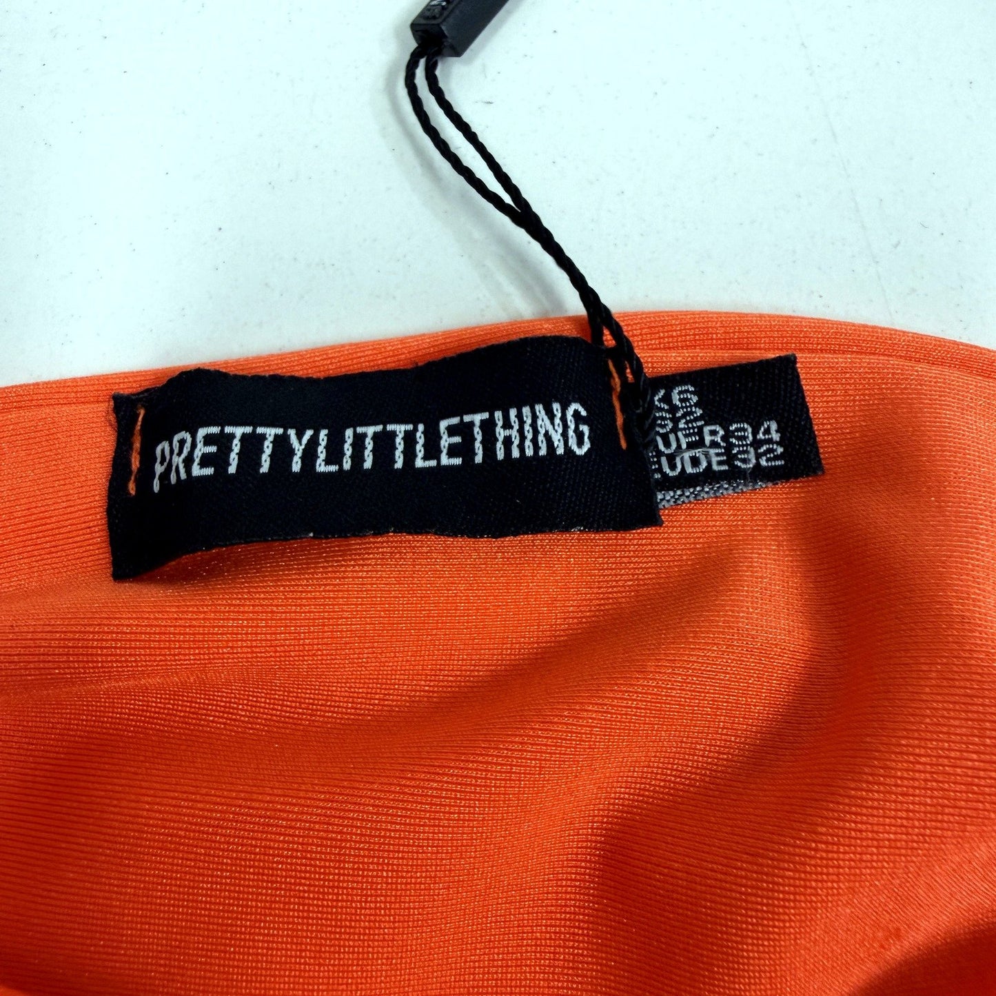 Pretty Little Thing Womens Cropped Tube Top in Orange, Size 6 NEW