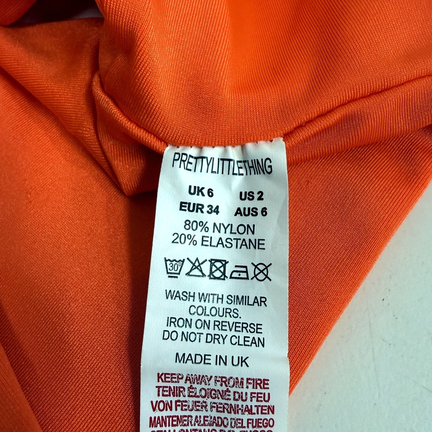 Pretty Little Thing Womens Cropped Tube Top in Orange, Size 6 NEW