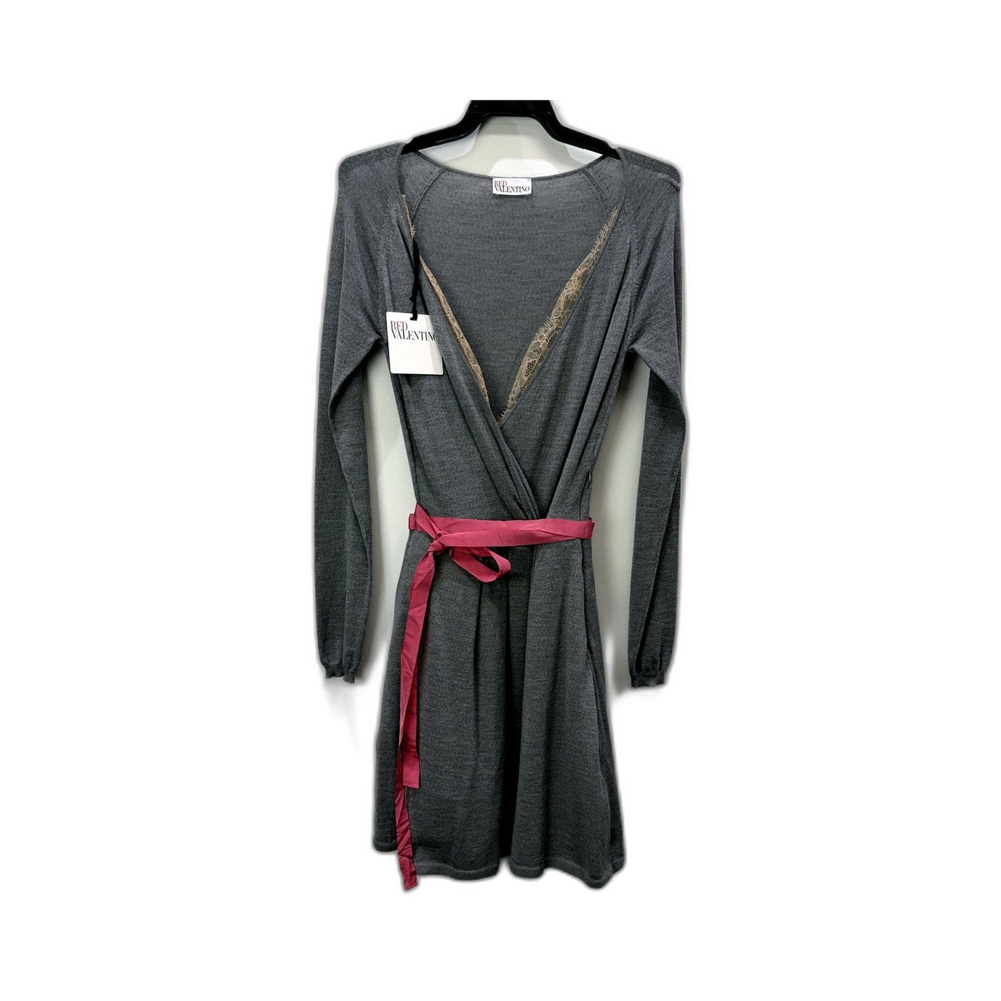 Red Valentino Womens Pleated Tie Waist Pullover Dress in Gray, Size M NEW