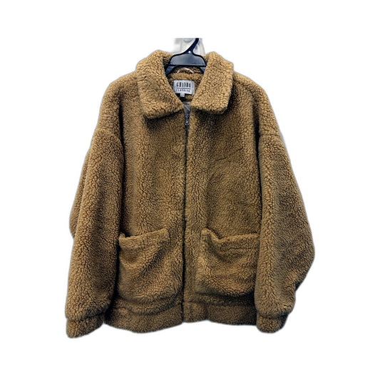 Ghanda Womens Teddy Coat Pullover Sweatshirt Sherpa Fleece Tan/Brown Size XS/S