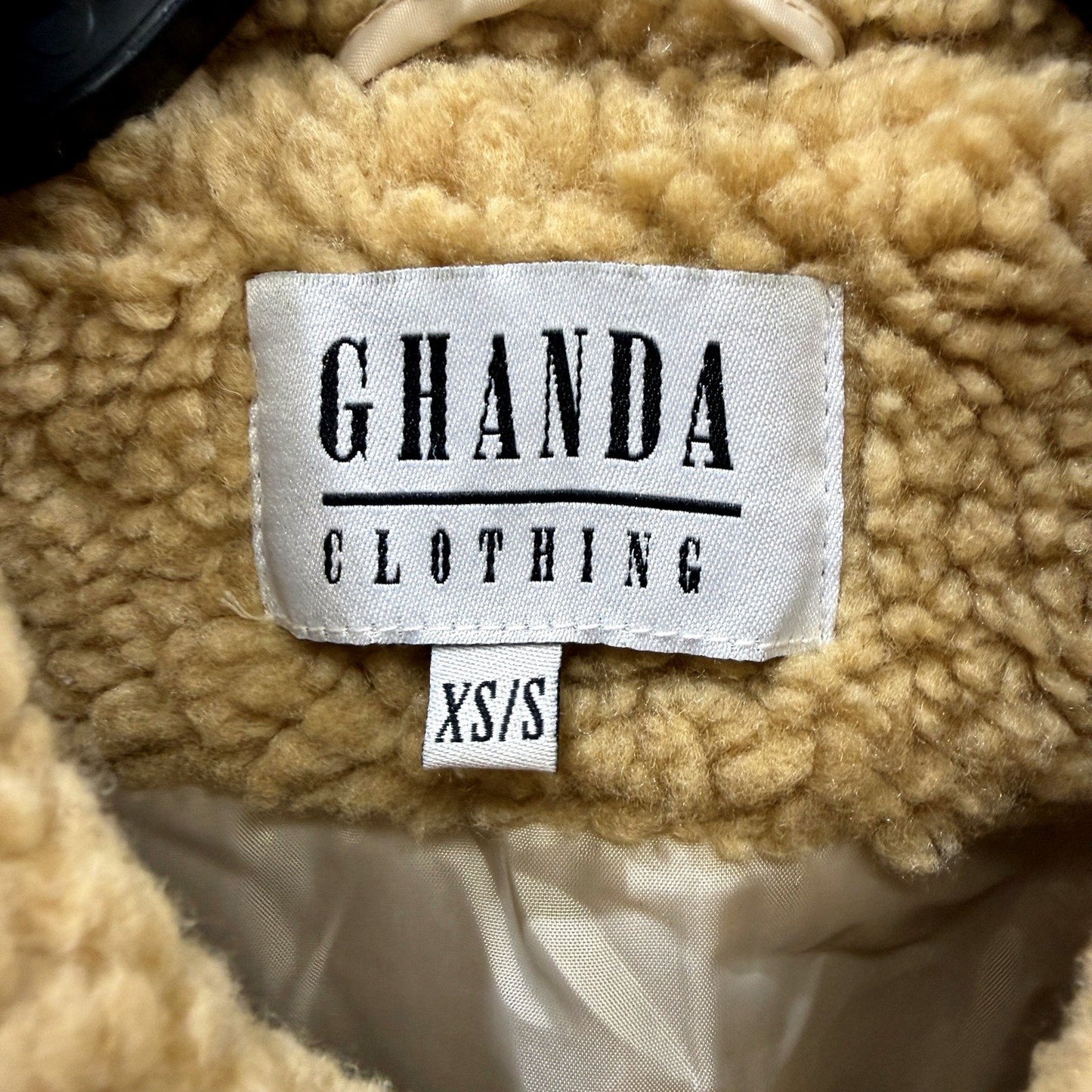 Ghanda Womens Teddy Coat Pullover Sweatshirt Sherpa Fleece Tan/Brown Size XS/S