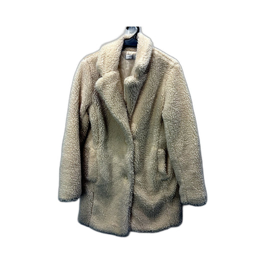 Esther & Co Womens Faux Fur Jacket Casual Warm Outerwear Cream Size 8