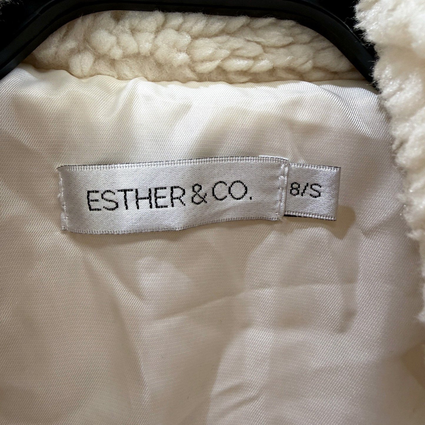 Esther & Co Womens Faux Fur Jacket Casual Warm Outerwear Cream Size 8