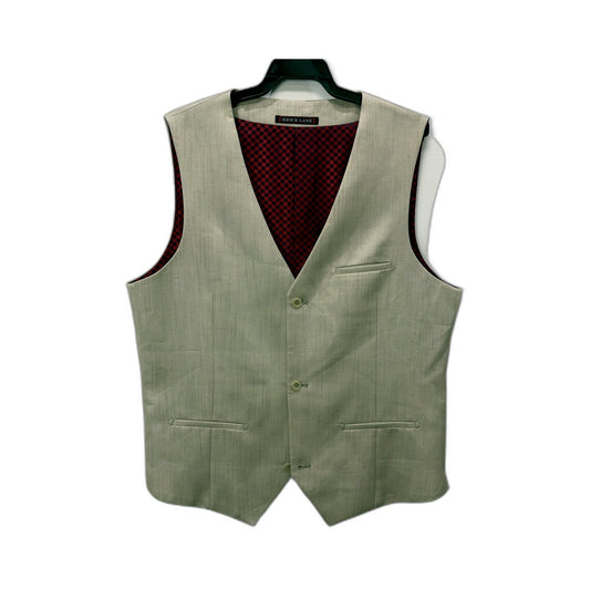 Brick Lane Mens Checkered Gray Polyester Wool Blend Vest in XL Size