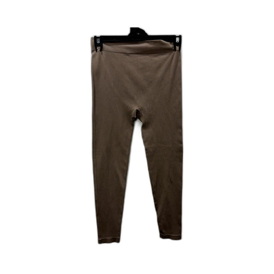 Evelast Womens Tights Ribbed High-Waisted Brown Leggings - Size 14 NEW