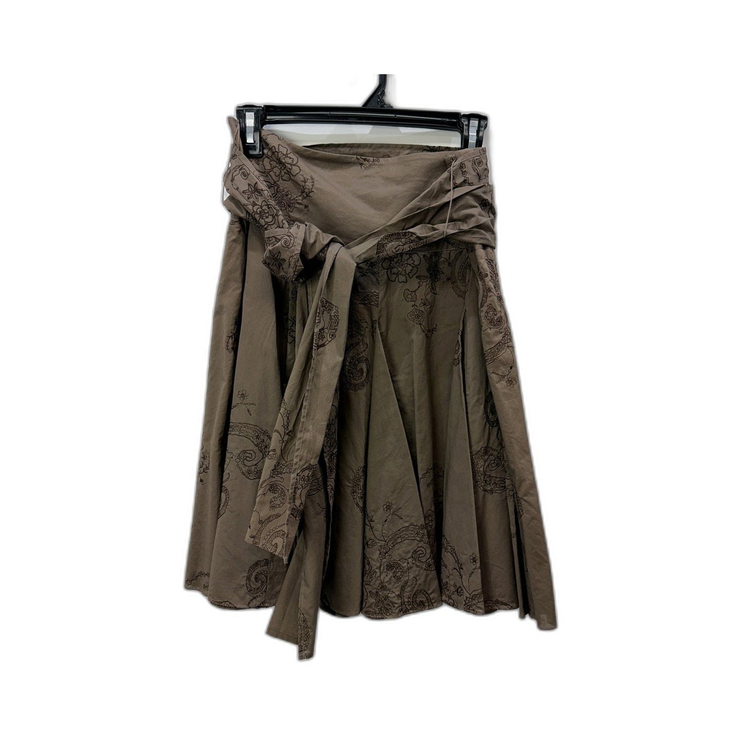 Esprit Womens Belted Floral Embroidered Taupe Skirt Size 14 NEW