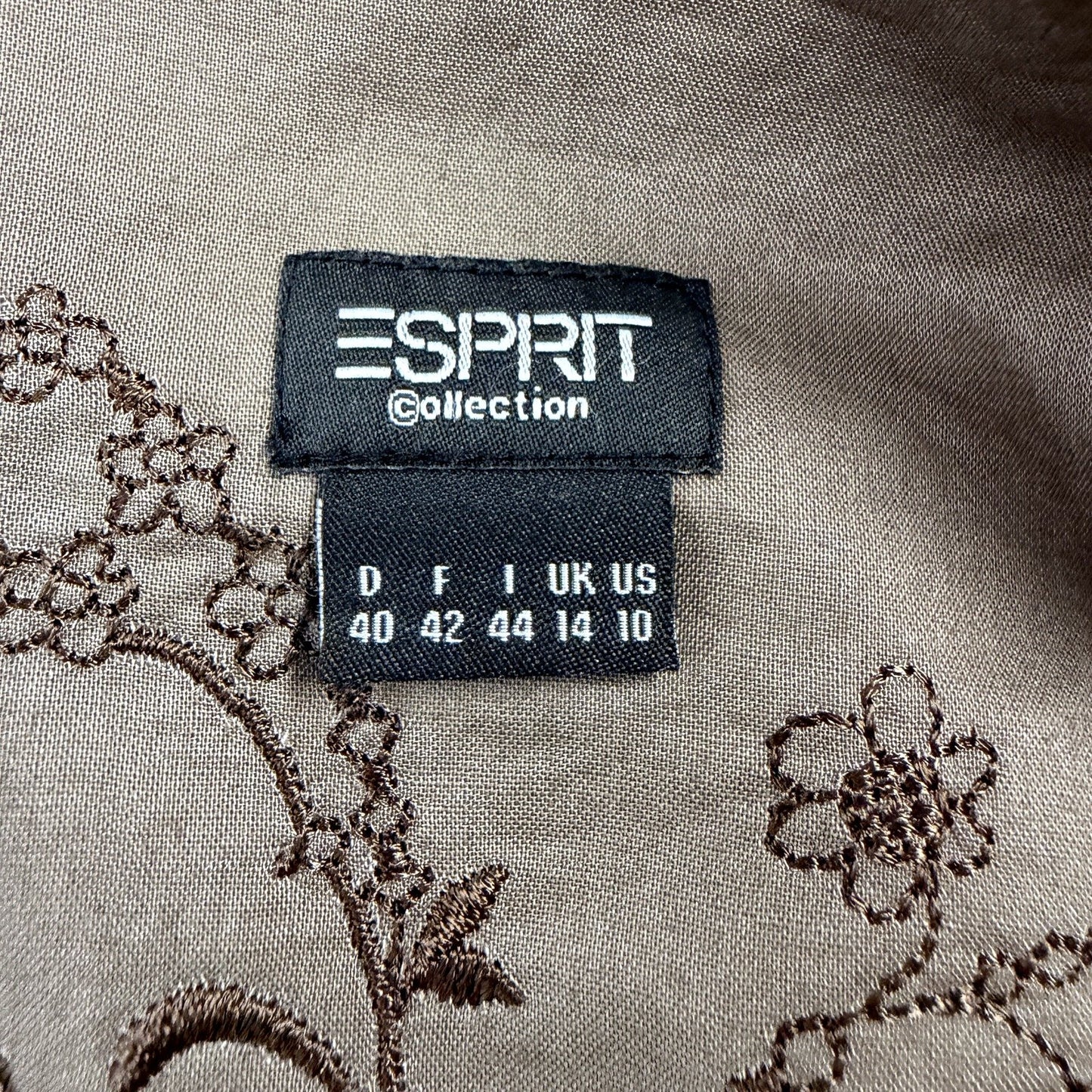 Esprit Womens Belted Floral Embroidered Taupe Skirt Size 14 NEW