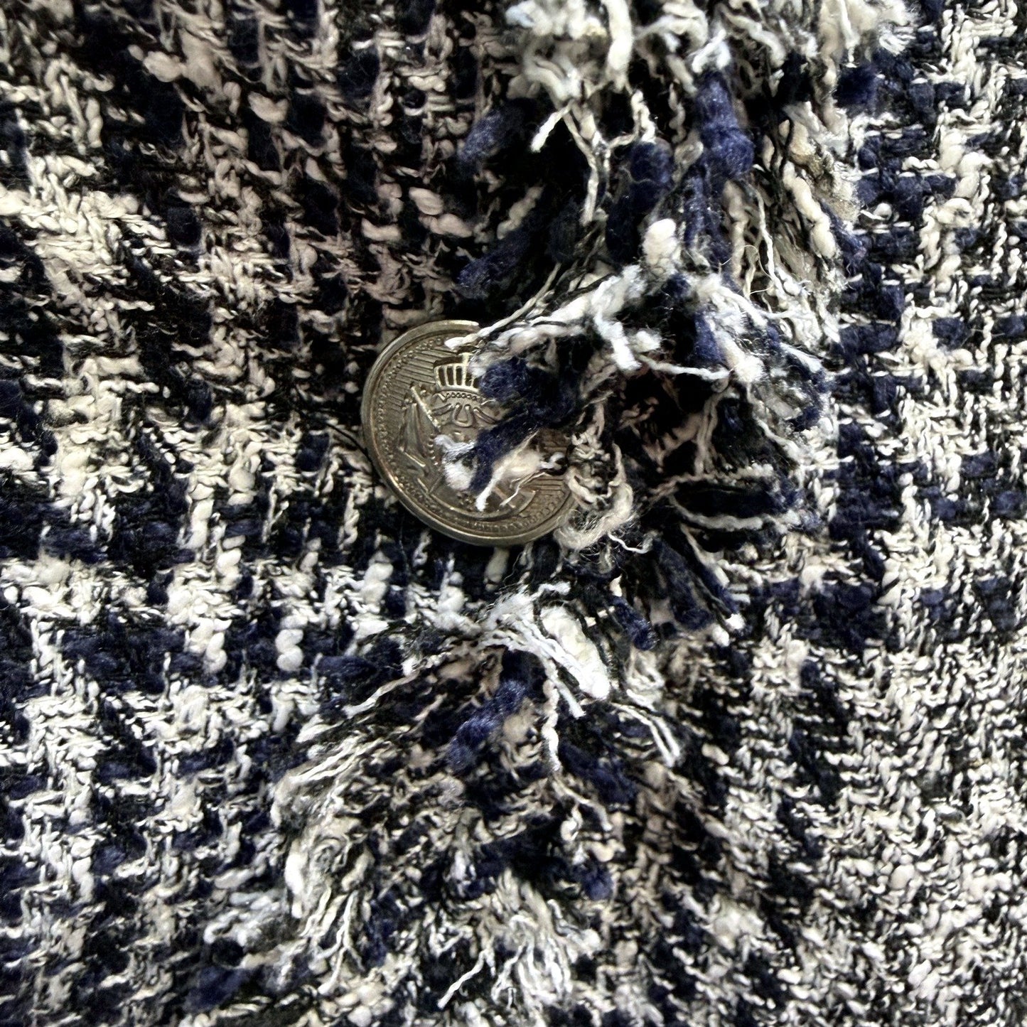 Decjuba Womens Tweed Blazer Jacket Textured Frayed Black and White Size 10