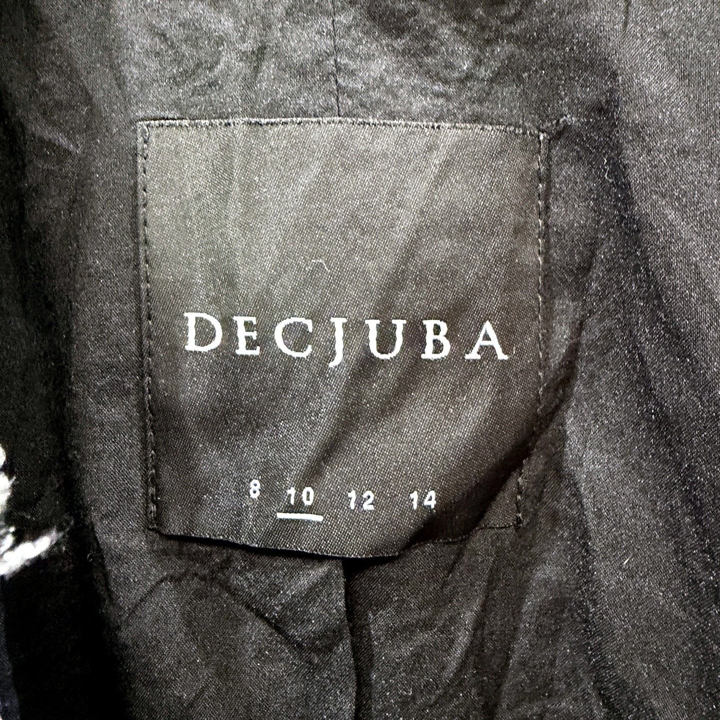 Decjuba Womens Tweed Blazer Jacket Textured Frayed Black and White Size 10