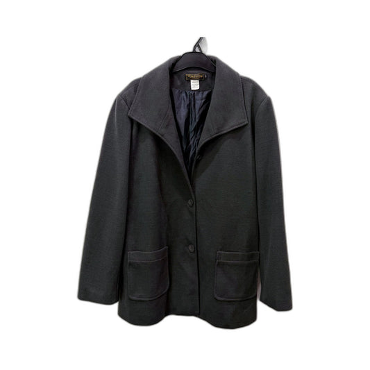 Kingdom Womens Wool Blend Outerwear Coat in Black/Grey, Size 16
