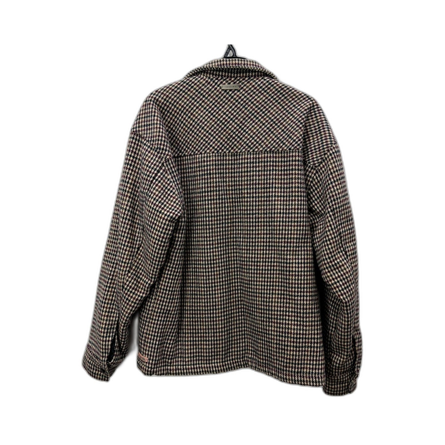 Industrie Mens Houndstooth Jacket Wool Blend Multi Color Burgundy Size XS