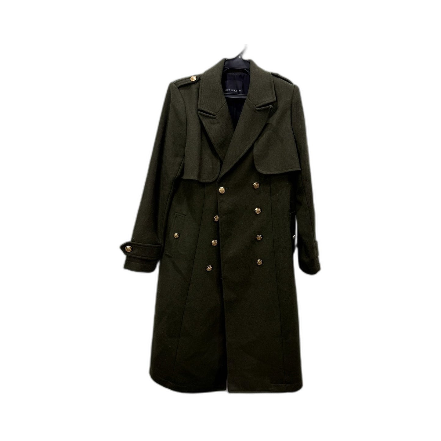 Dechuba Womens Olive Green Wool Blend Peacoat Coat, Size 10