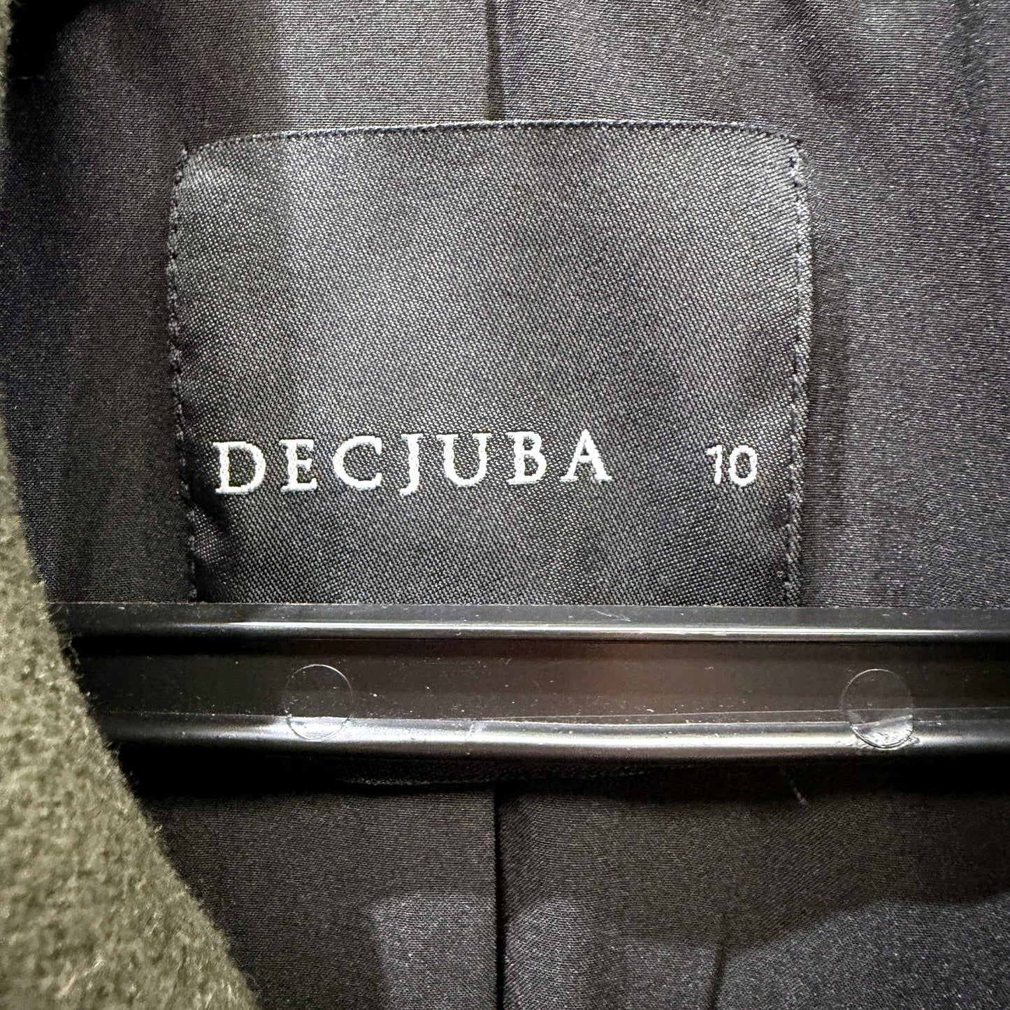 Dechuba Womens Olive Green Wool Blend Peacoat Coat, Size 10