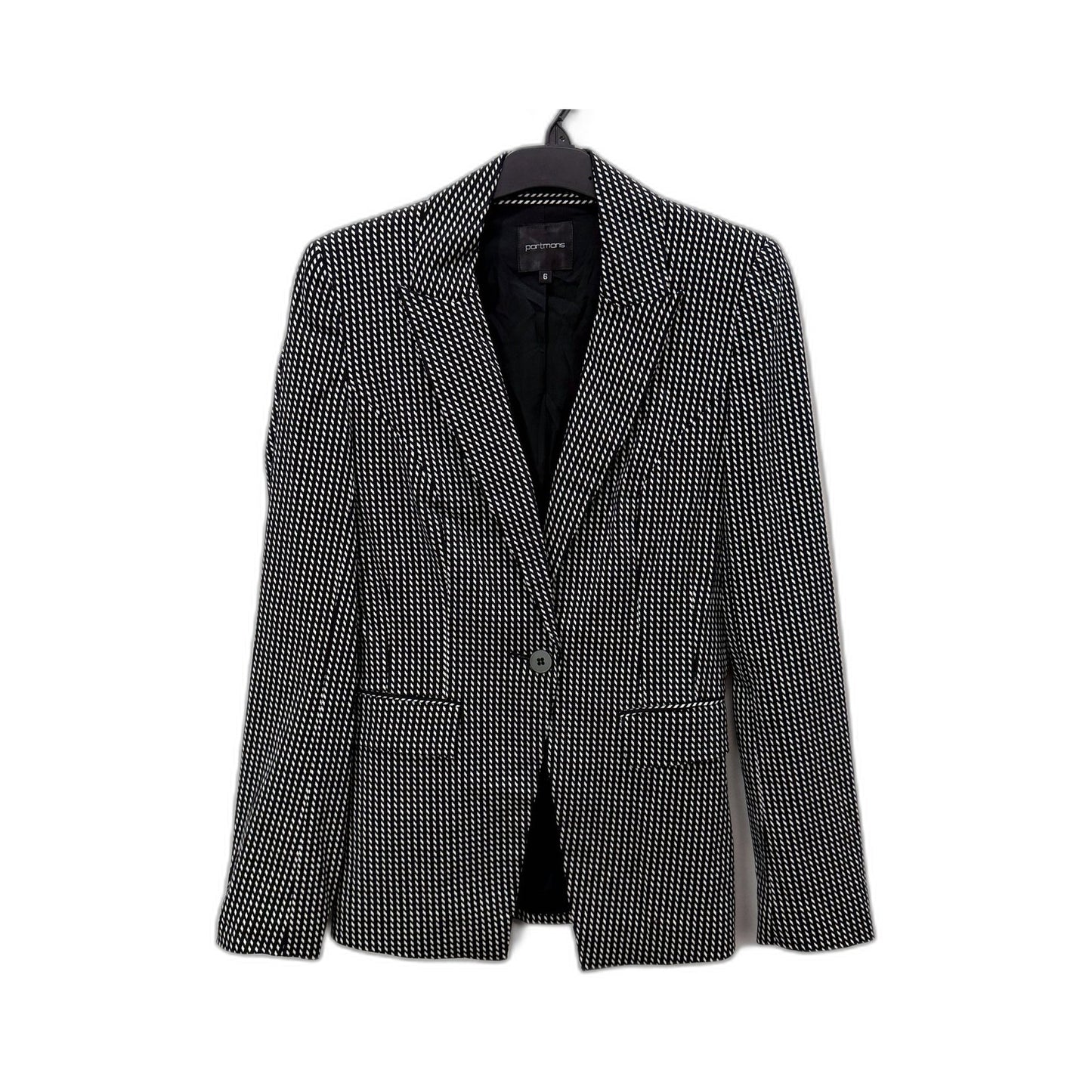 Portmans Womens Houndstooth Blazer in Black and White, Size 6