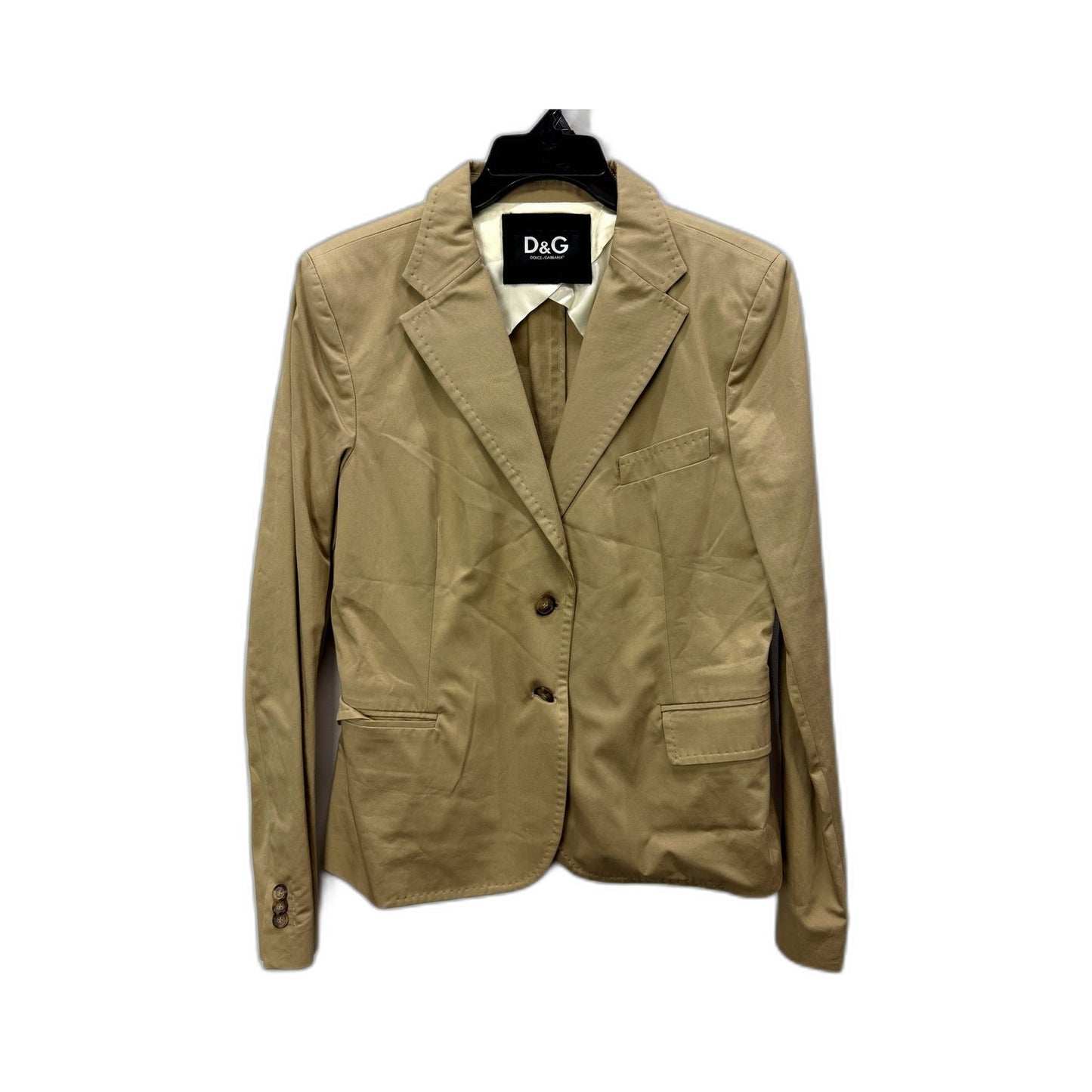 Dolce & Gabbana Mens Beige Cotton Blazer Sport Coat Jacket Size 46