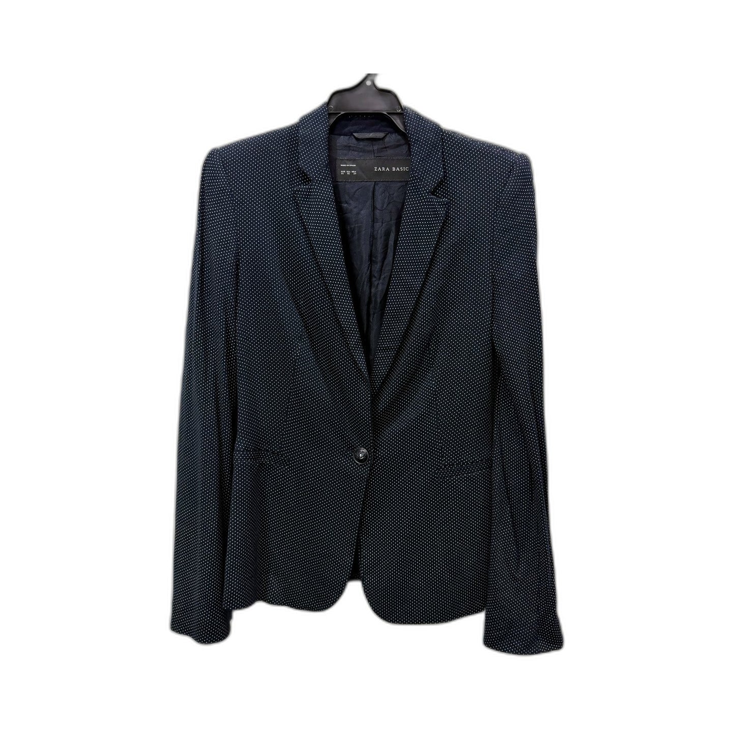 Zara Womens Navy Blue Polka Dot Blazer Lightweight Office Wear Size XS