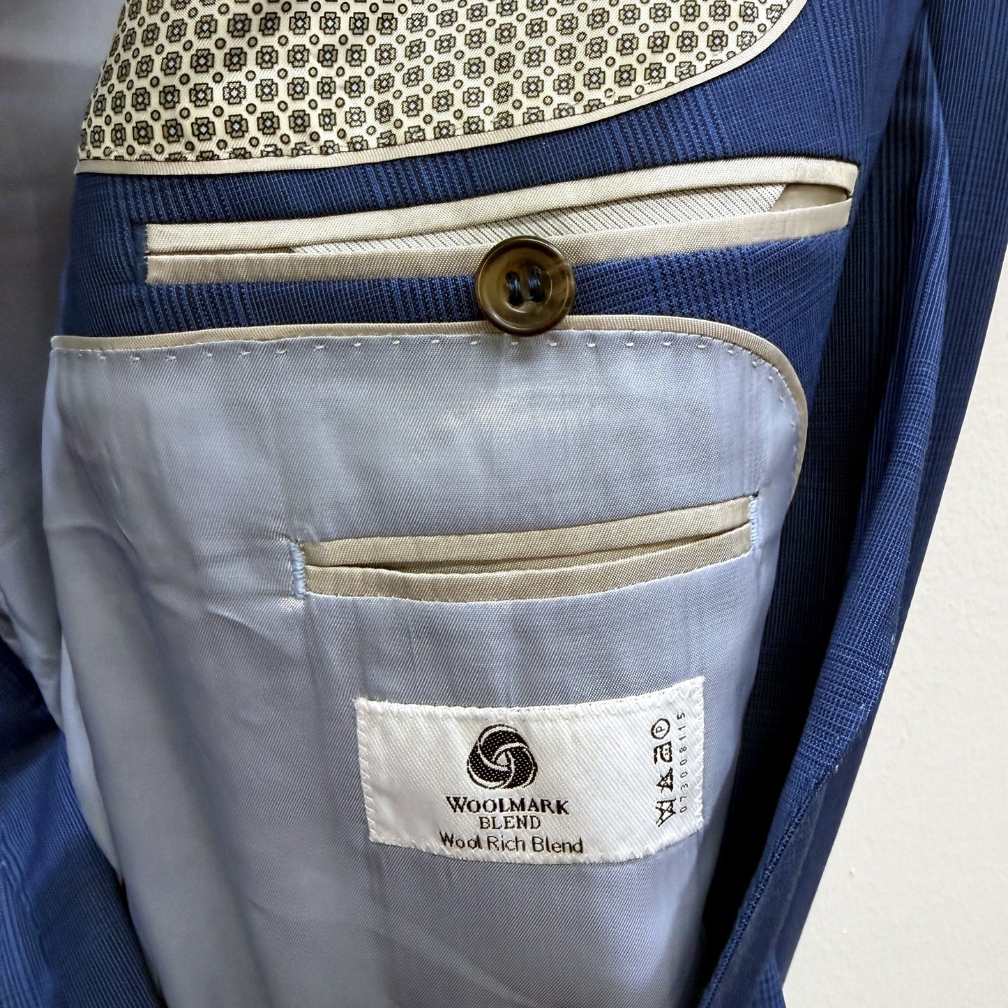Si by Studio Italia Mens Blue Suit Jacket Quality Tailoring Size 108 REG/96 NEW