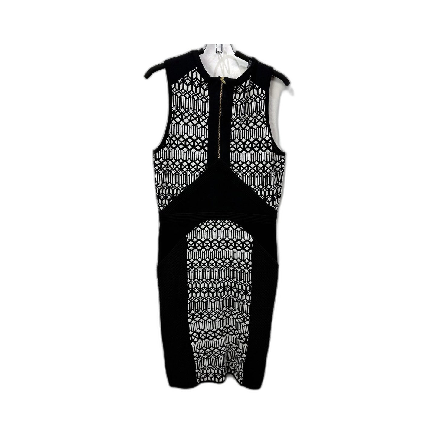 Thurley Womens Geometric Sleeveless Bodycon Dress Black and White Size L