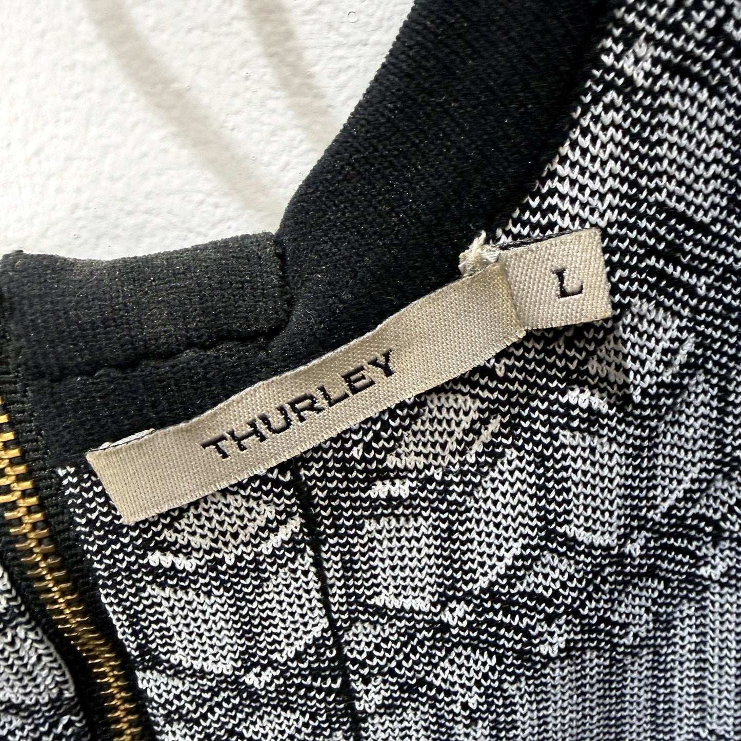 Thurley Womens Geometric Sleeveless Bodycon Dress Black and White Size L