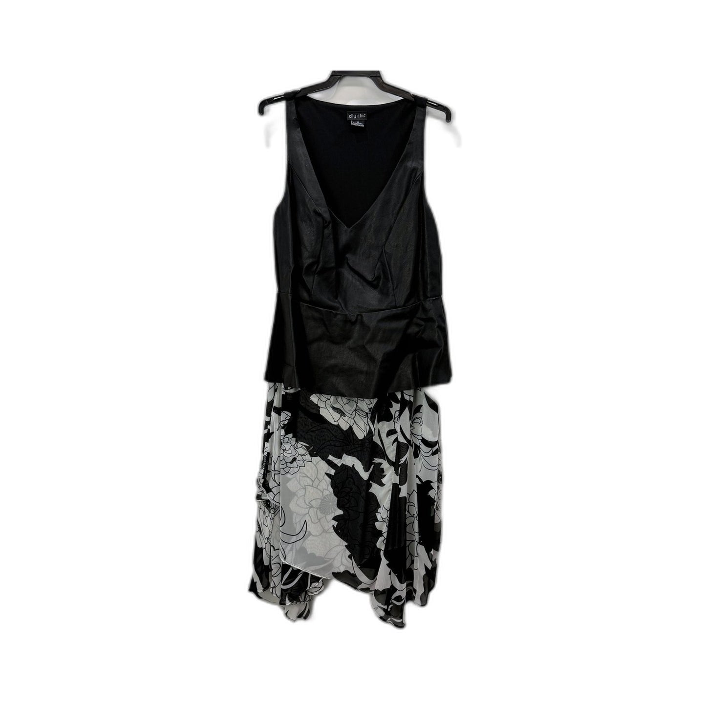 City Chic Womens Sleeveless Floral Print Dress Black and White Size XS