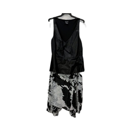 City Chic Womens Sleeveless Floral Print Dress Black and White Size XS