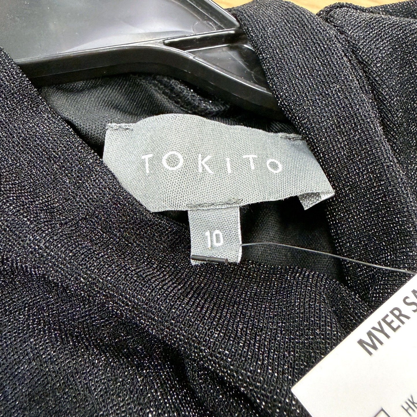 Tokito Womens Puff Sleeve High Neck Elastane Dress in Black, Size 10 NEW