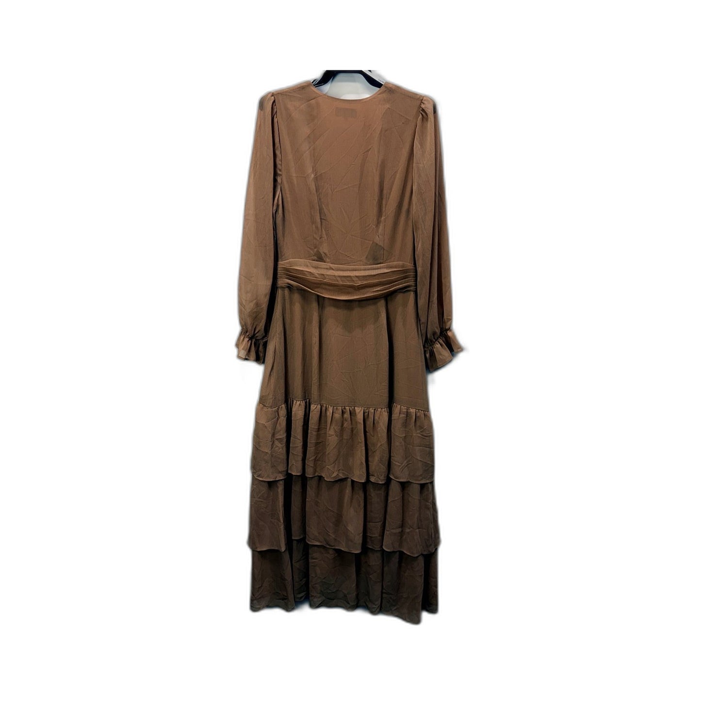 Tokito Womens Ruffled Wrap Dress - Long Sleeve Brown Size 10 NEW