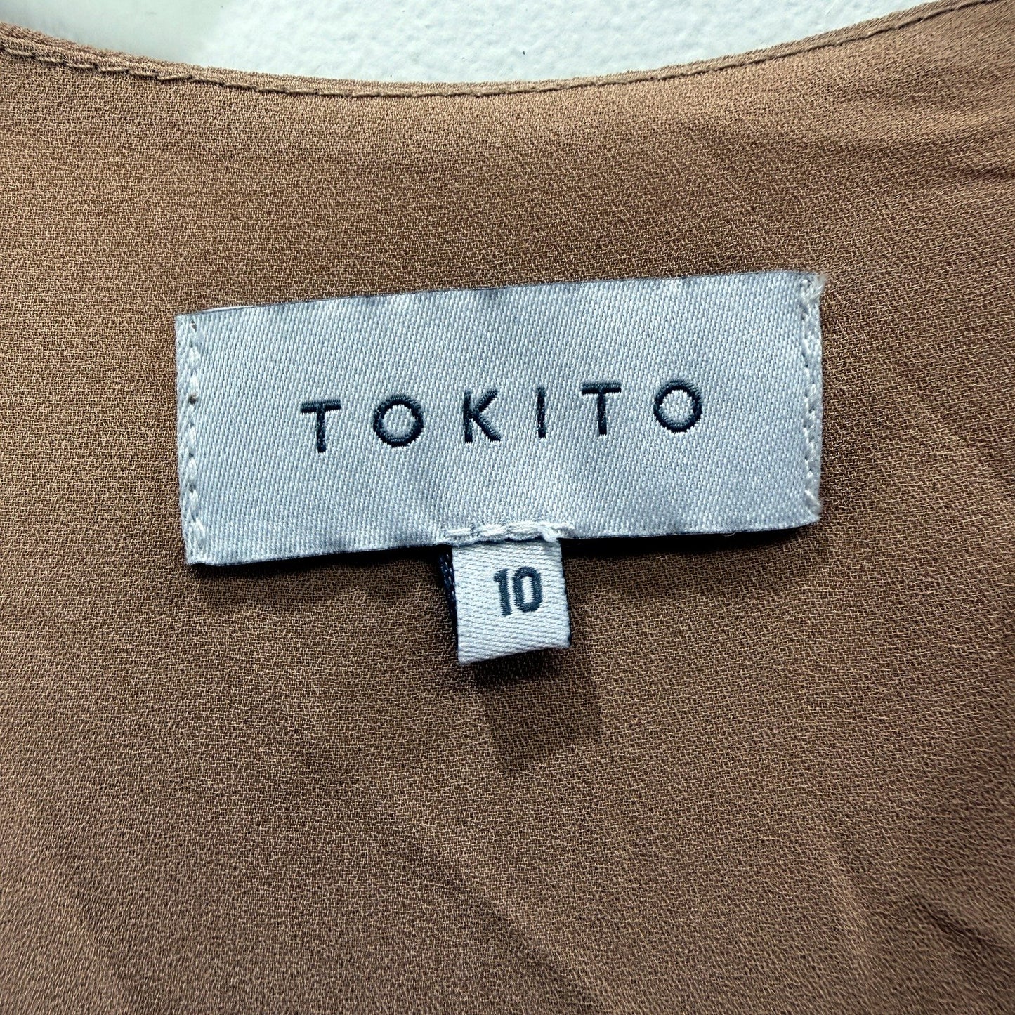 Tokito Womens Ruffled Wrap Dress - Long Sleeve Brown Size 10 NEW