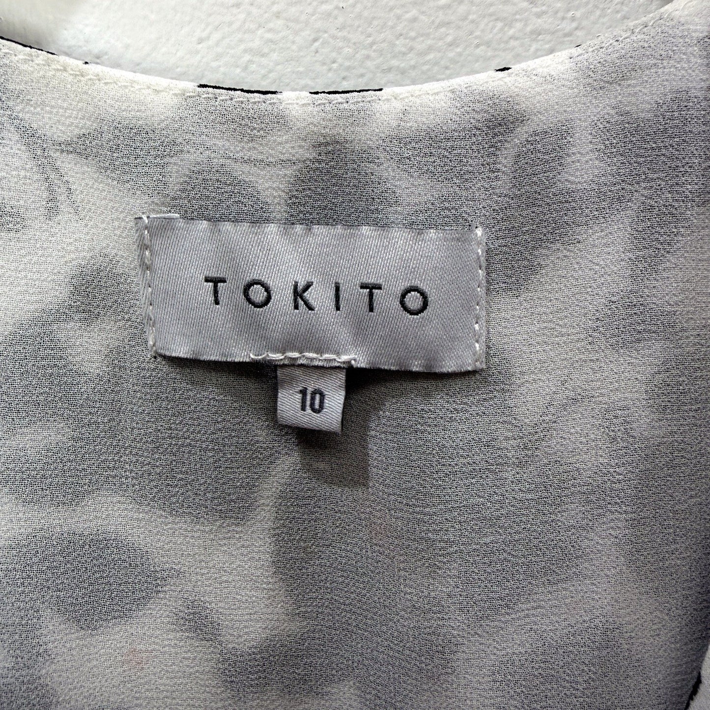 Tokito Womens Floral Midi Dress with Long Sleeves in Black and White Size 10 NEW