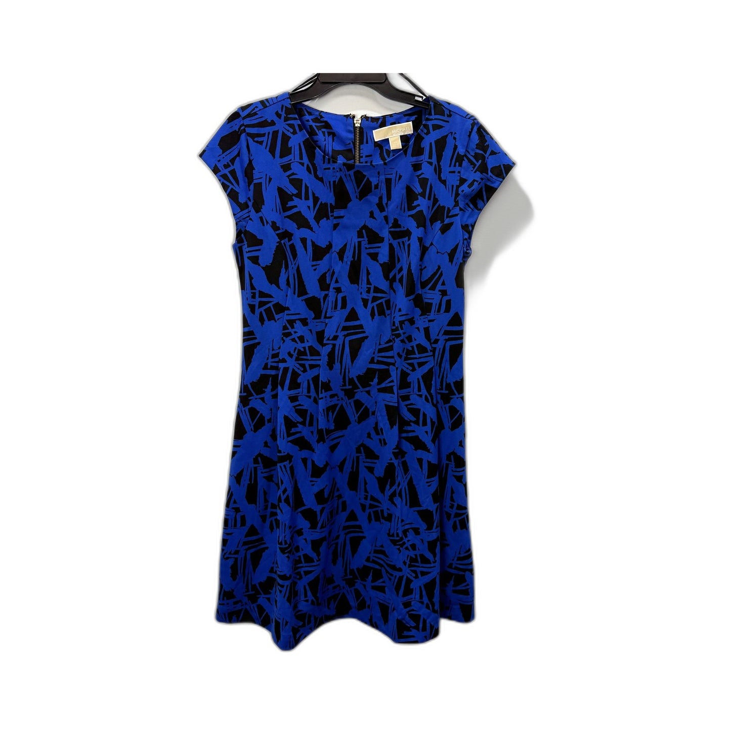 Michael Kors Womens Abstract Print Zip Front Dress Blue and Black Size 10