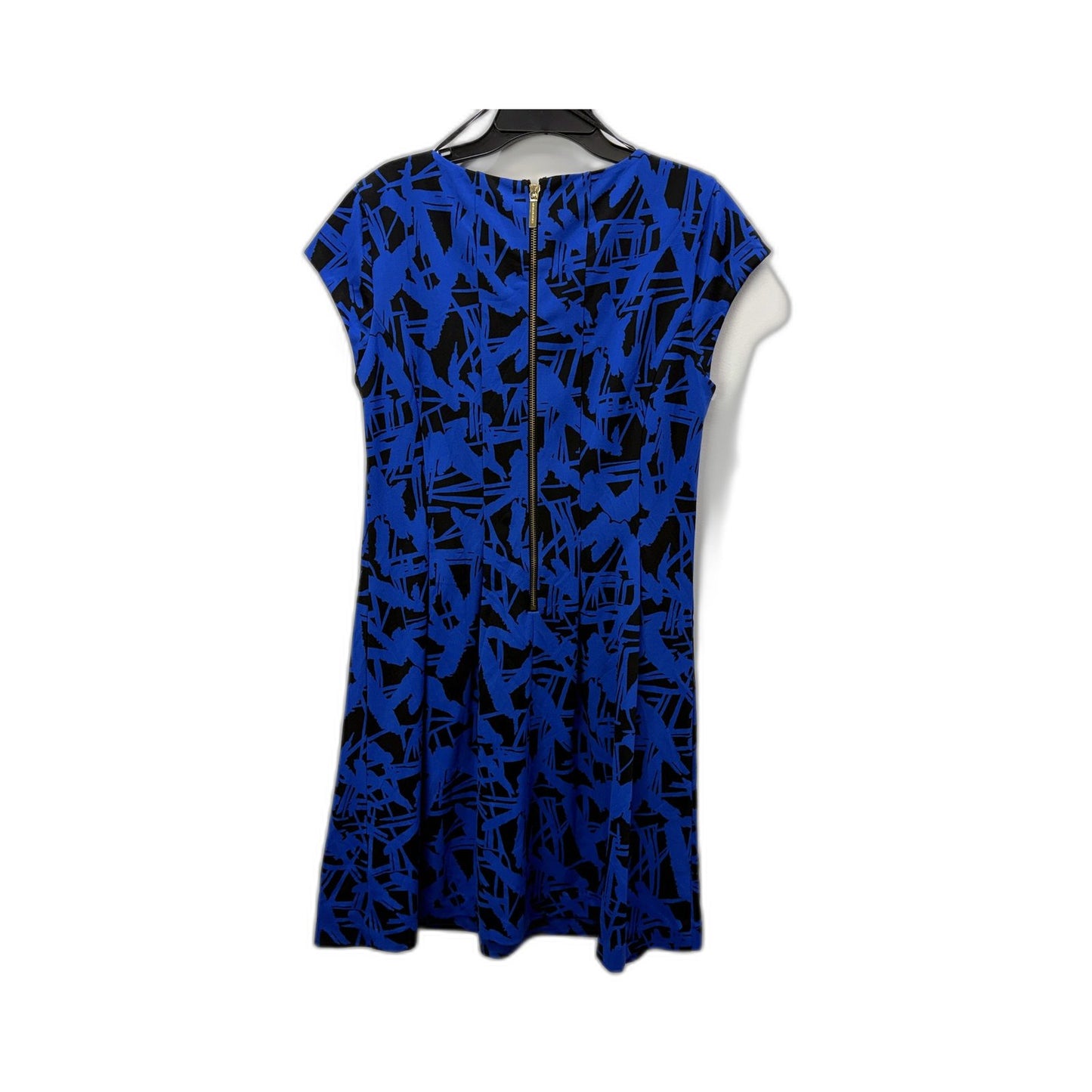 Michael Kors Womens Abstract Print Zip Front Dress Blue and Black Size 10
