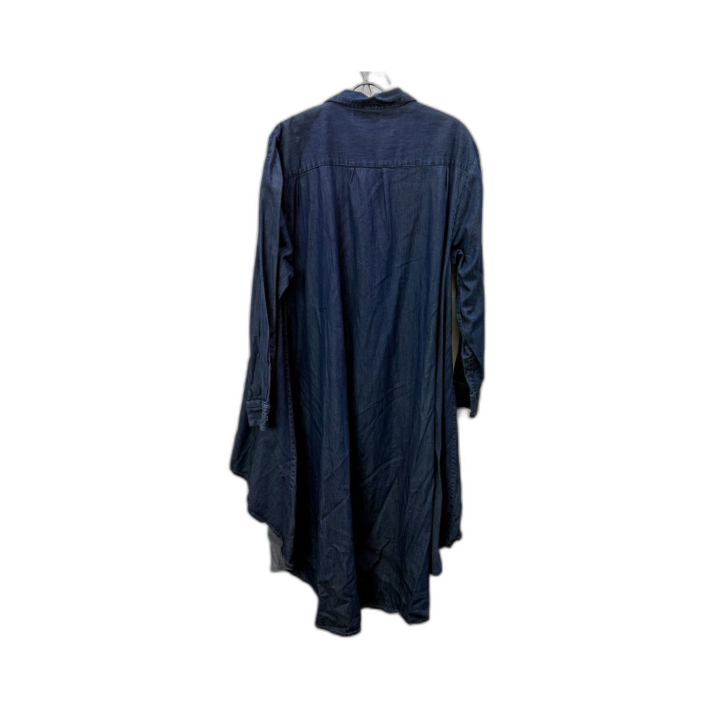 Bhumi Womens Denim Shirt Dress Organic Cotton Long Sleeve Asymmetric Hem Size L